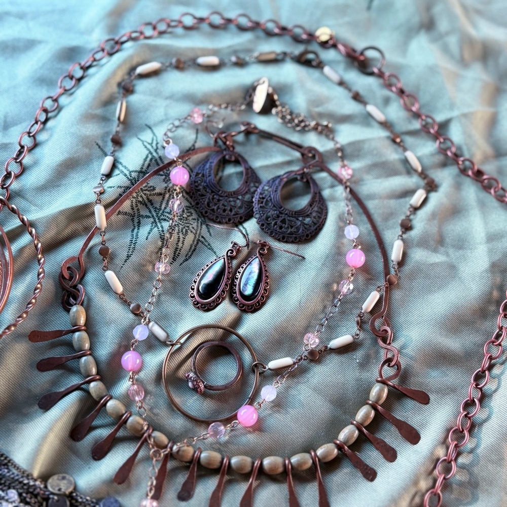 Jewelry bundle copper bronze necklace bracelet earrings lot steampunk princess